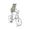 19.5" Frog on Bicycle Metal Garden Sculpture with Gold Accents